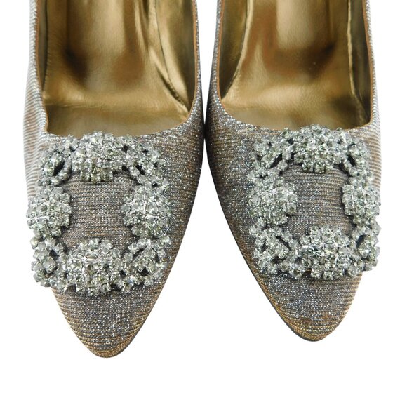 MANOLO BLAHNIK Dazzling Shimmer Champagne Hangisi Crystal Heel Pumps 40 - Picture 4 of 10
